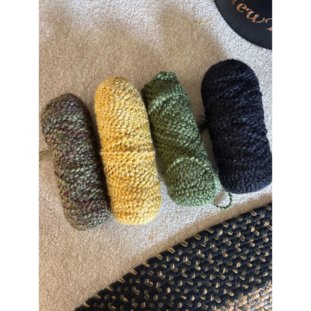 Handmade Knitted Draft Stopper Set of 4 Earth Tones Door Window Weather Guard